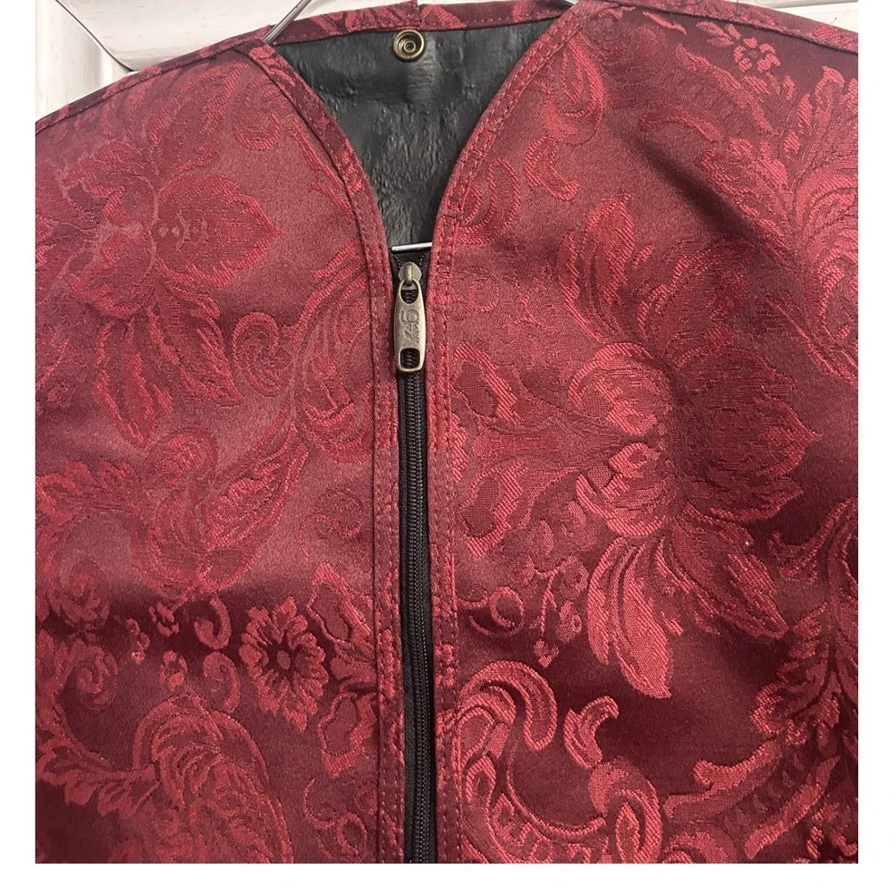 Vintage Garment Bag Dark Red Maroon‎ Zipper Front Thick Durable